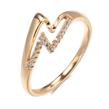 Luxury Double Layer Glossy Metal 14K Rolled Rose Gold AAA Zircon Diamonds Ring - Fine Personality  Jewellery